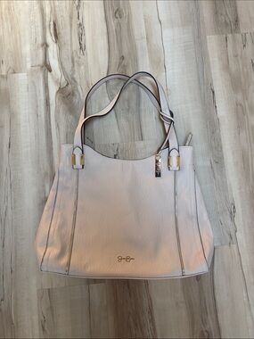Jessica Simpson Light Pink Leather Tote with Gold Accents